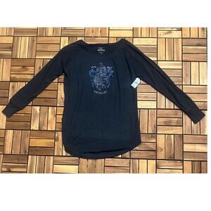 Ravenclaw Universal Studios T-Shirt Women's L Black Long Sleeve Rhinestone New